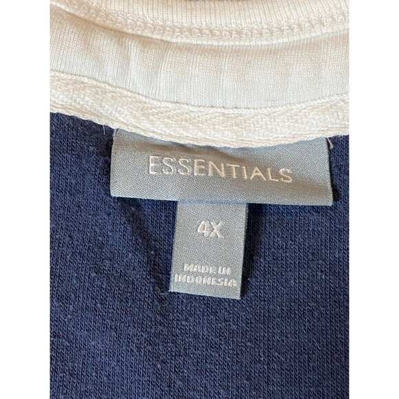 2 Essentials Top  Round Neck Blue & Purple White Contrast Trim Relaxed  4X plus - Picture 9 of 10